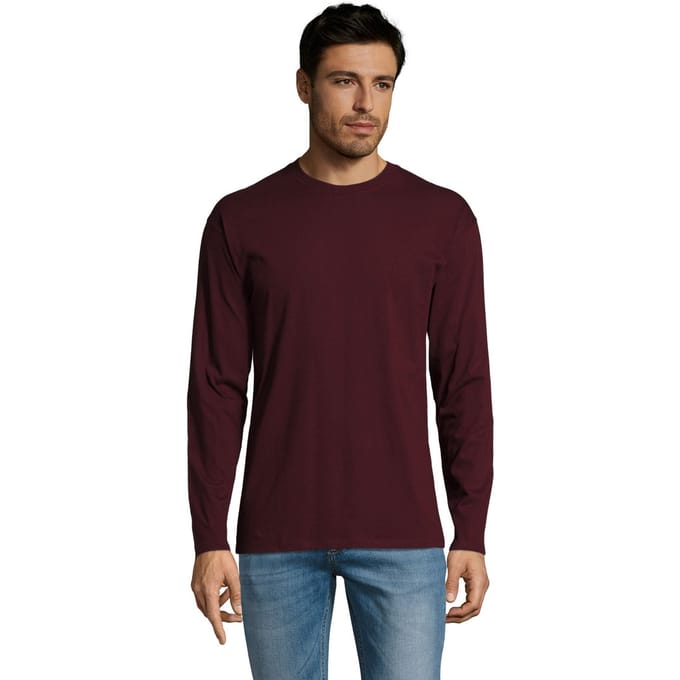 SOLS Heren Monarch T-Shirt met lange mouwen (Ossenbloed)