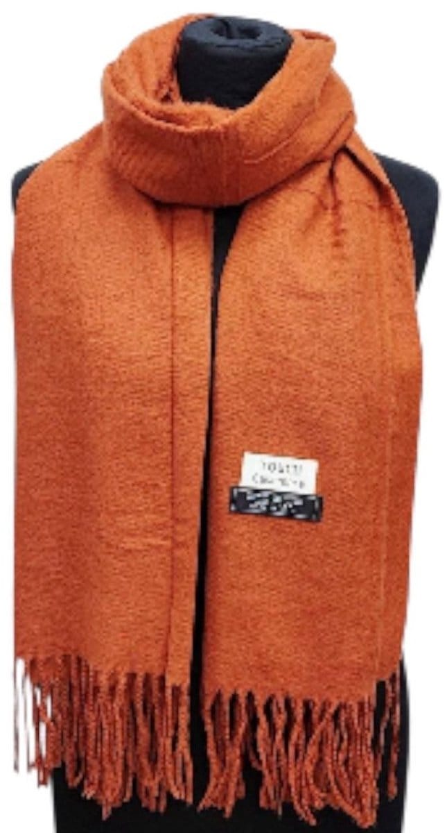 Lange Warme Sjaal - Dames - Heren - Effen - (23240#) - Roest Rood