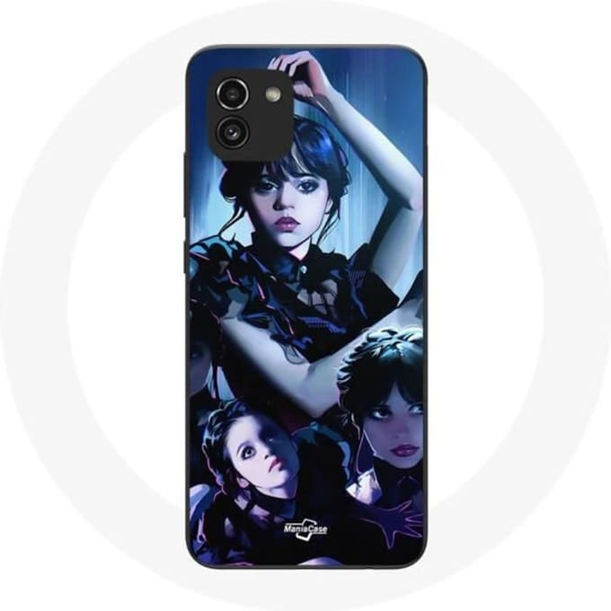 Coque - maniacase - Samsung Galaxy A03 - Noir - Mercredi Addams - Souple noir