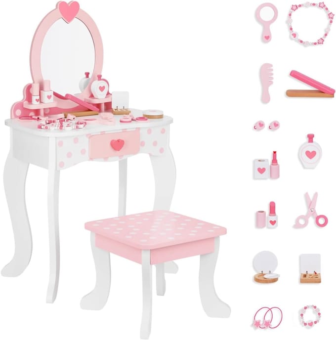 Core® Make Up Tafel Kind - Kaptafel Kind - Make Up Tafel Kinderen - Roze - 33cm x 48cm x 83cm