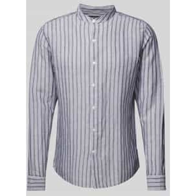 Slim fit linnen overhemd met opstaande kraag
