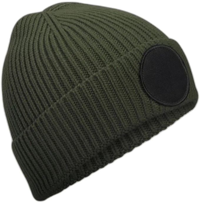 Circular Fashion Patch Beanie – Olive Green/Black One Size
