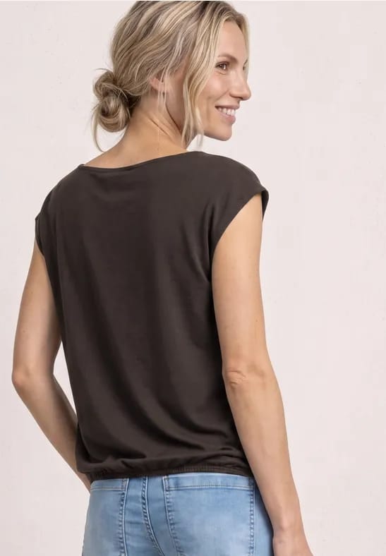 Shirt met hangende schouders en boothals