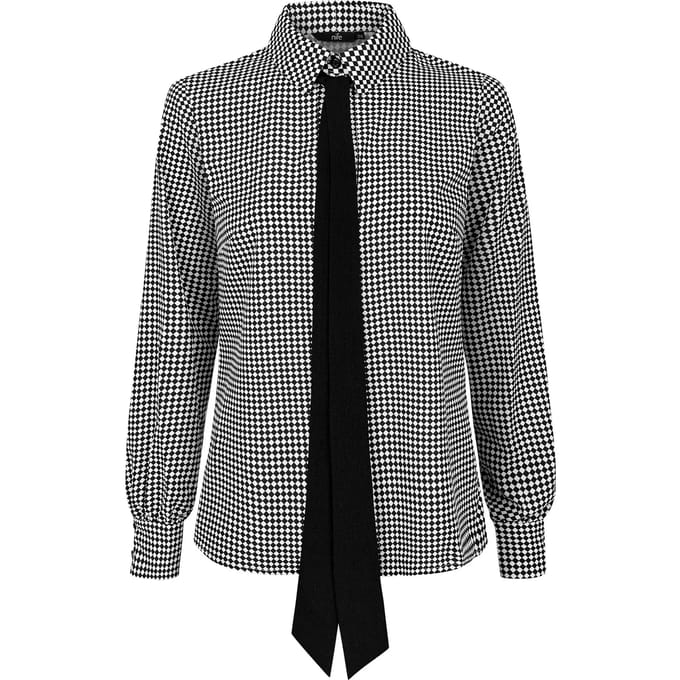 Blouse met ruitpatroon en lint voor vrouwen Nife