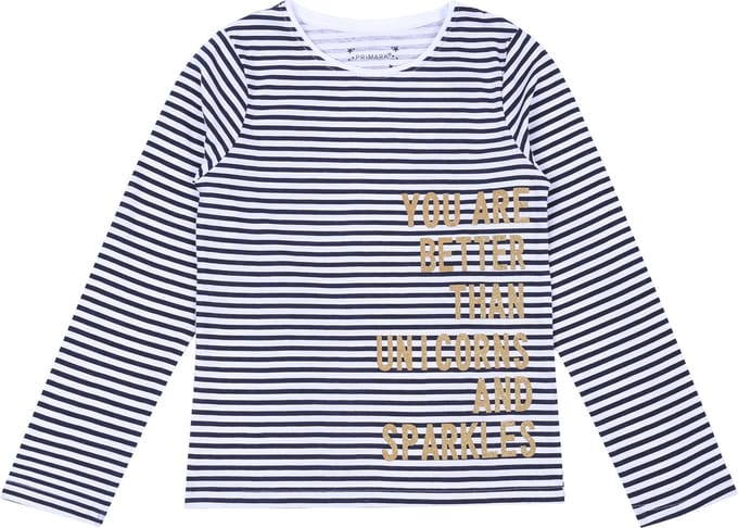 Wit met marineblauw gestreepte blouse