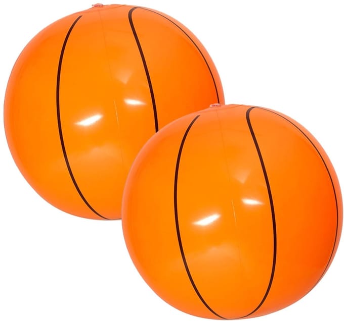 Widmann Strandbal - 2x - opblaasbare Basketbal - oranje - 25 cm - sport en spelletjes