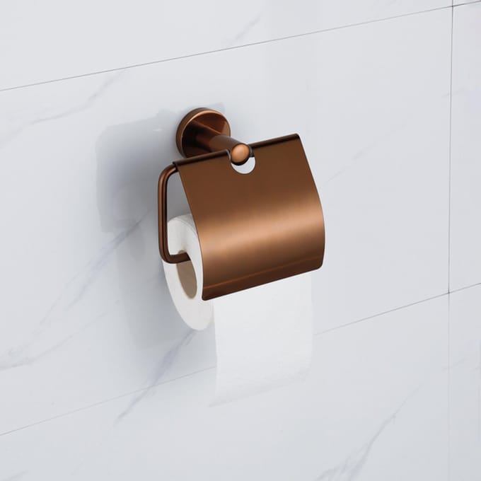 FugaFlow Eccelente Acces - toiletrolhouder - met klep - Geborsteld koper PVD (Koper)