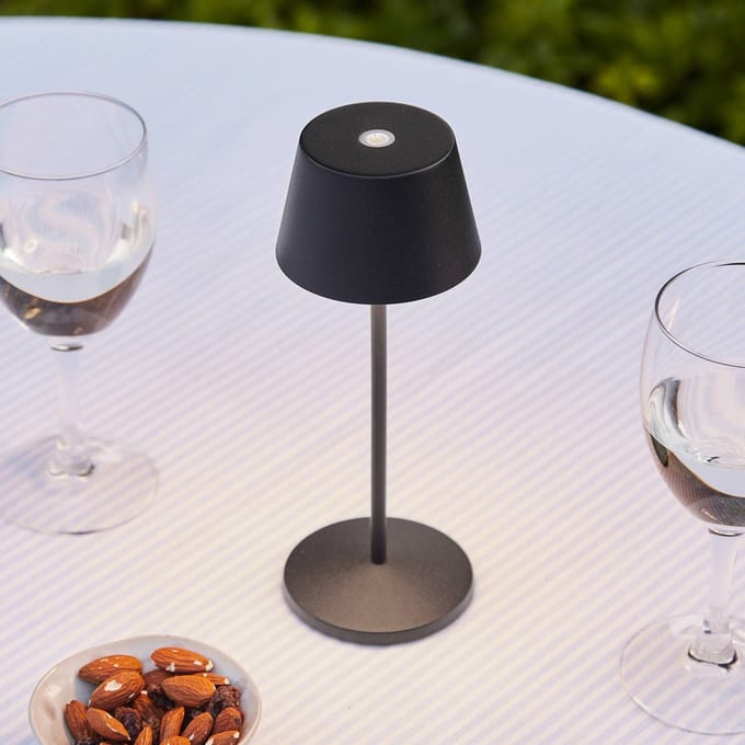 LOOM DESIGN LED tafellamp op accu Modi Micro, IP65, zwart