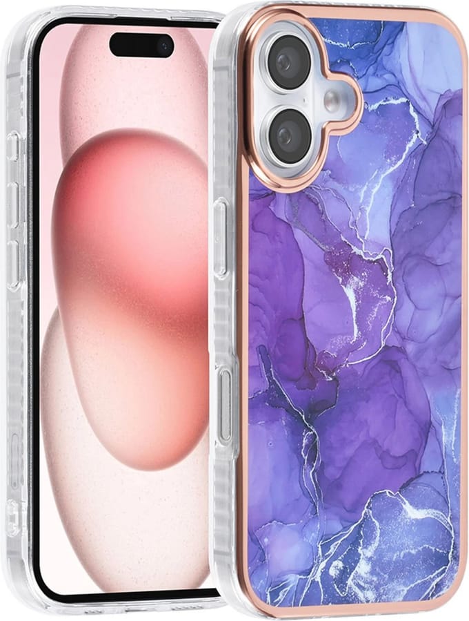 TUNIQ telefoonhoesje voor Apple iPhone 16 Plus - Siliconen backcover - Marmer paars