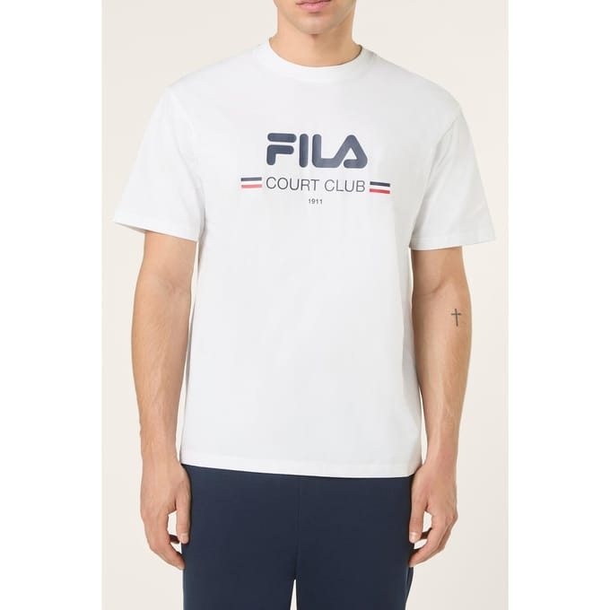 FILA Doccia Relaxed Logo Graphic T-shirt Bright White Größe: M | Basic T-Shirts Outlet | Herren | Weiß