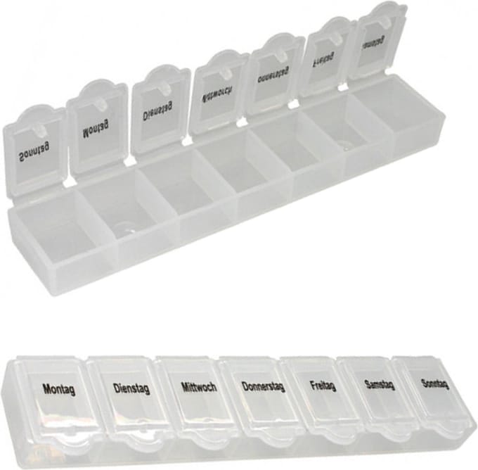 7 daagse pillendoos, 15 x 3 x 2 cm