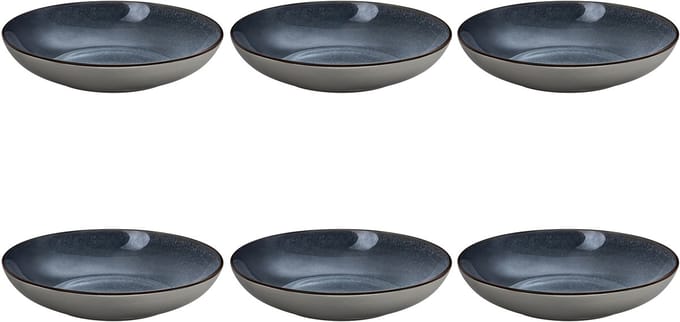 Medard de Noblat - Feeling Indigo - Diep bord 24.5 cm - 6 delig - Stoneware