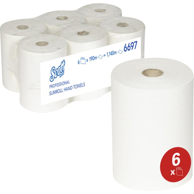 Scott 6697 6 st Handdoekenrol Slimroll Airflex 1-Laags Wit (6697)