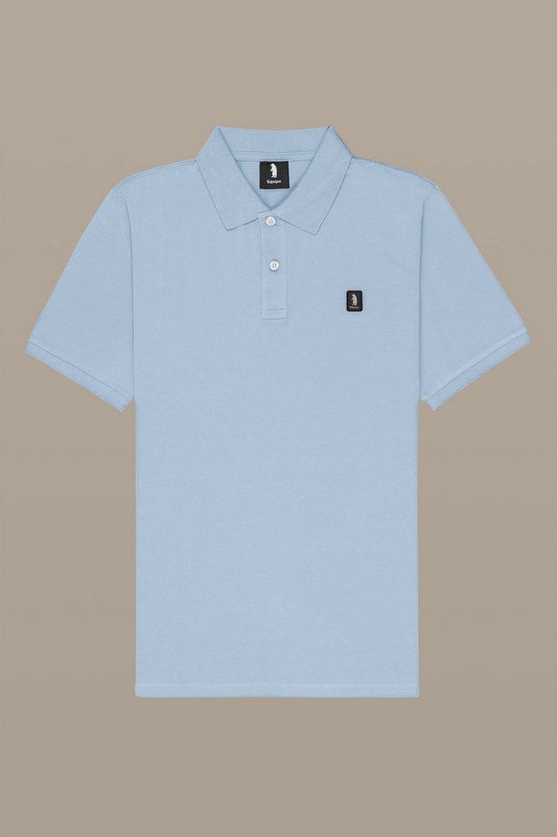 polo met patch man blauw