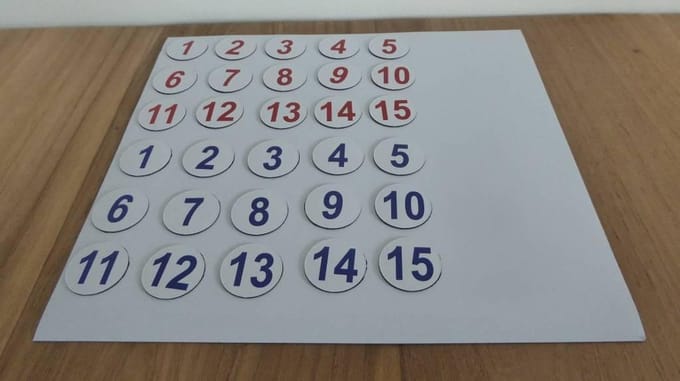 Magneetset genummerd - Voetbaltrainer  - 2x 15 stuks - 25mm
