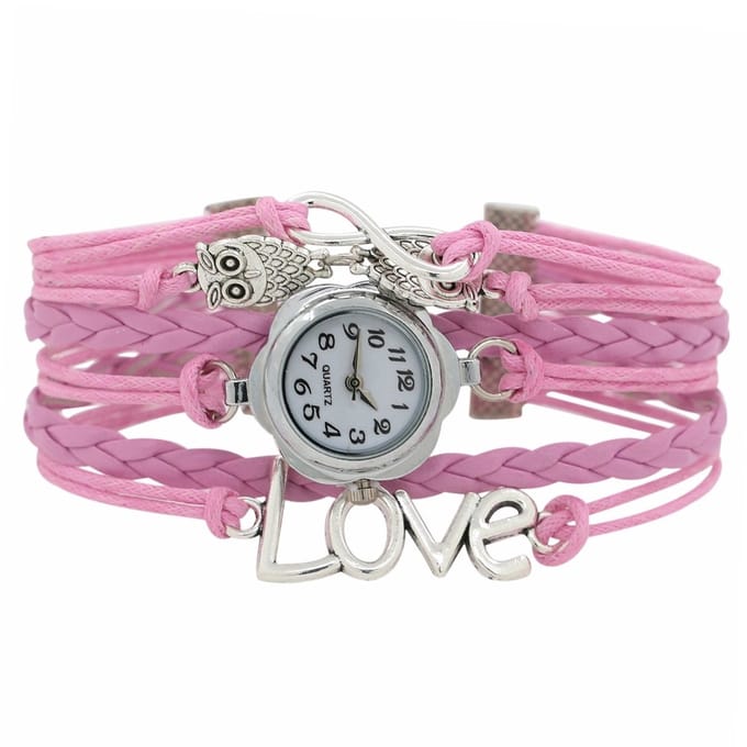 Fako - Armband Horloge - Multi Infinity Uiltjes Love - Roze