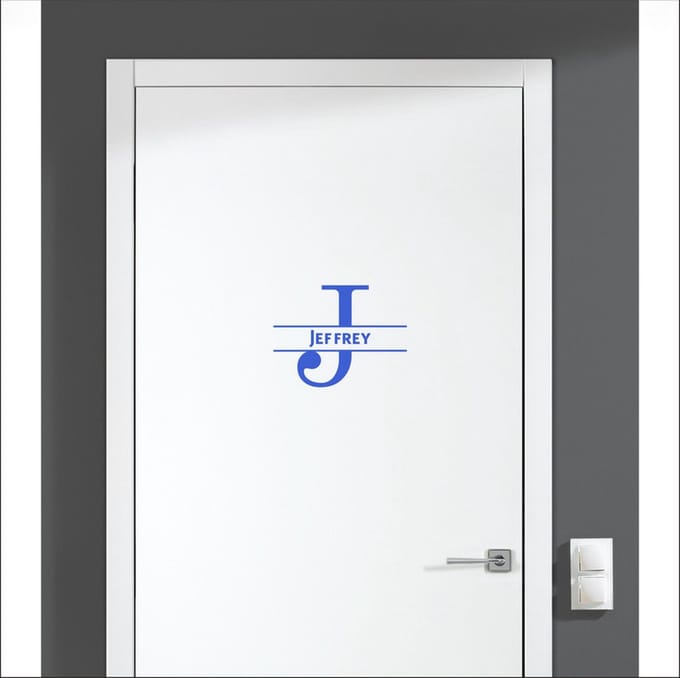 Deursticker Met Naam -  Jeffrey - Blauw
