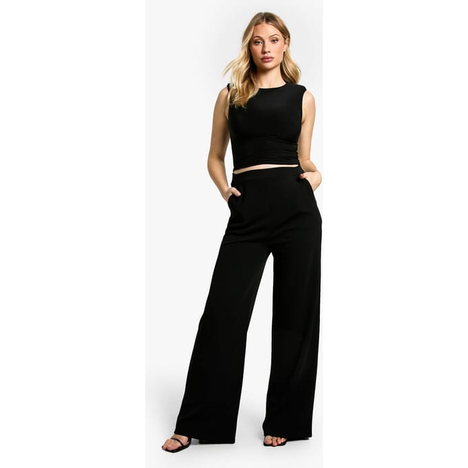 boohoo Dames Maternity Tailored Wide Leg Trouser | Black | Maat: 12