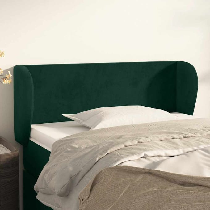 vidaXL - Hoofdbord - met - randen - 83x23x78/88 - cm - fluweel - donkergroen