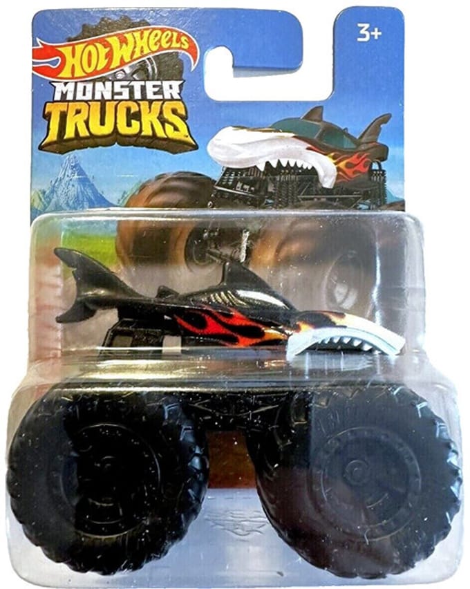 HOT WHEELS LAVA SHARK MONSTER TRUCKS BLACK WHITE 1:64 HW (HFB96) SHORT CARD