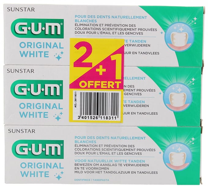 GUM Original White Tandpasta Set van 3 x 75 ml
