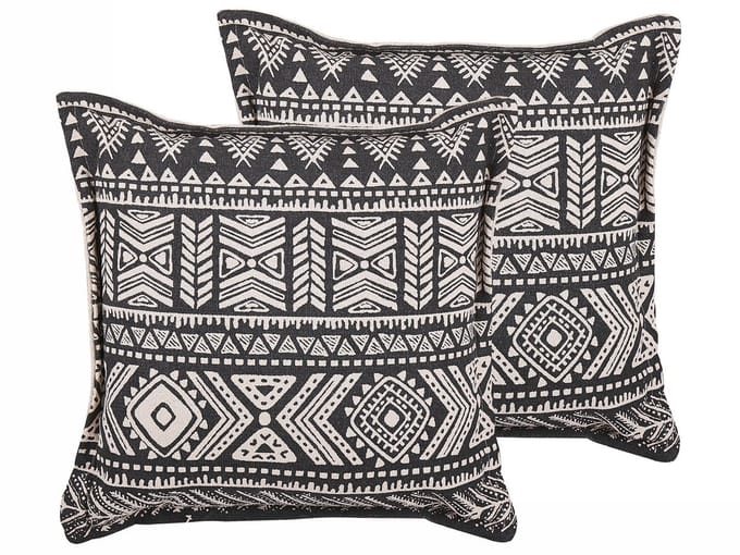 SIRVAN - Sierkussen set van 2 - Zwart - 45 x 45 cm - Katoen