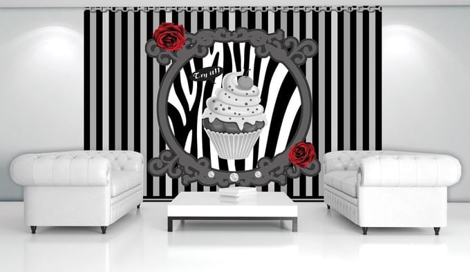 Cupcake Stripes Grey Photo Wallcovering