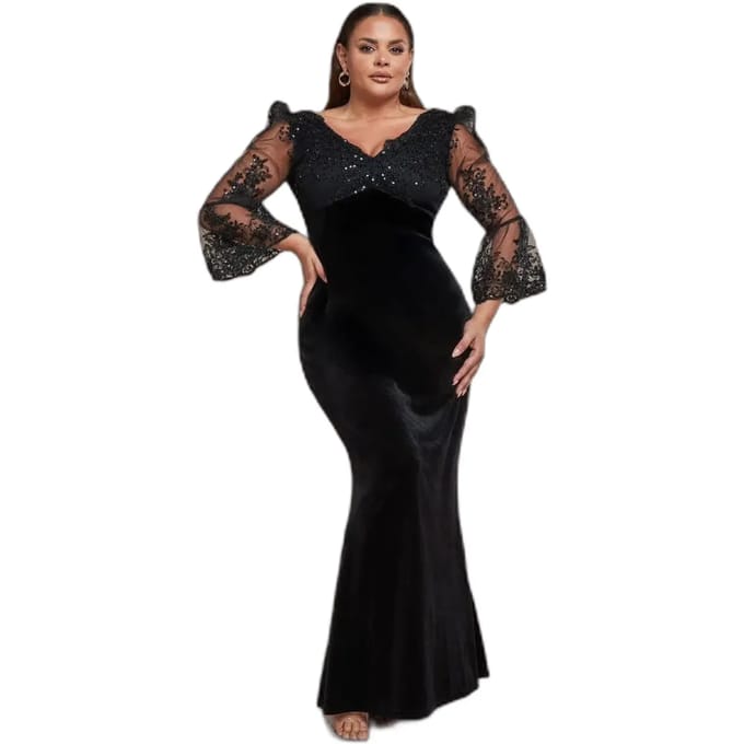 Strakke damesjurk Goddiva Scalloped Lace & Velvet