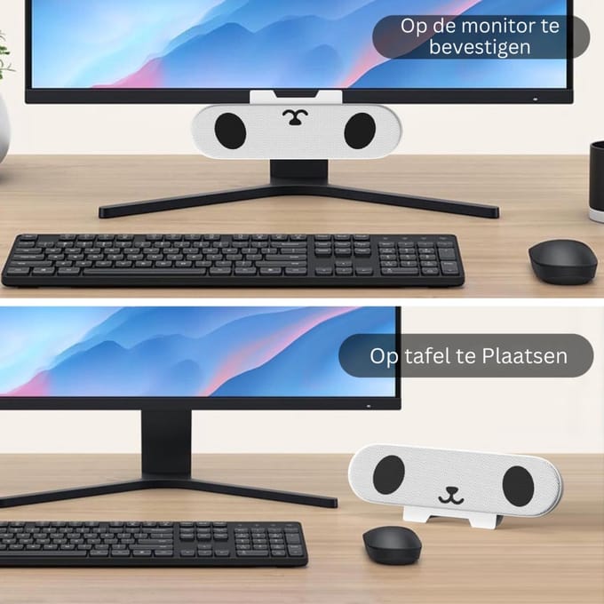CRLYN® Soundbar PC - Speaker Computer - Plug & Play - Grijs