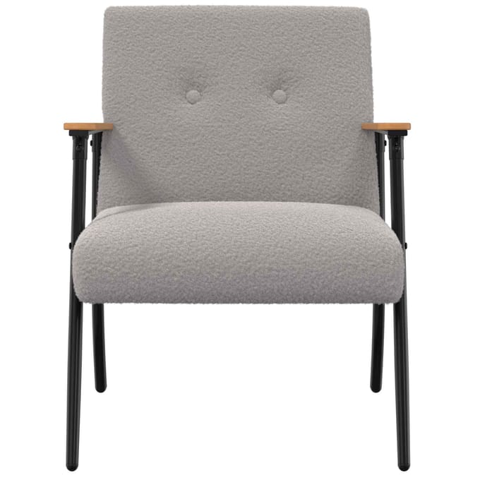 vidaXL - Fauteuil - Lichtgrijs - Kratig - Wolachtig - Stof