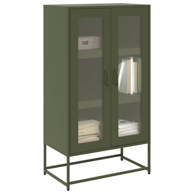 vidaXL - Hoge - kast - 68x39x123 - cm - staal - olijfgroen
