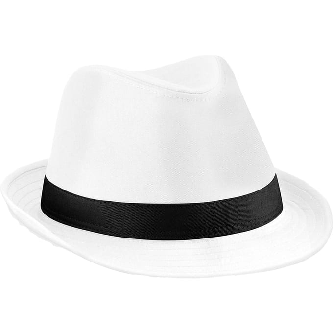 Beechfield Unisex Fedora Volwassenen (Wit/zwart)
