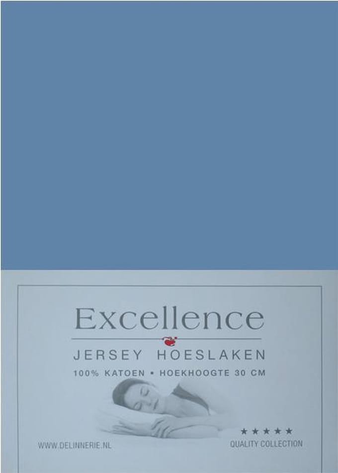 Excellence Jersey Hoeslaken - Eenpersoons - 90/100x210/220 cm - Blue
