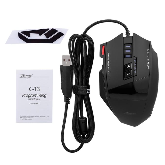 Zelotes C-13 Muis met 13 programma's Cintura RGB zwart