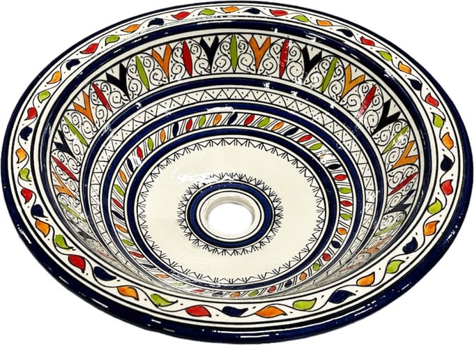 Marokkaanse handgemaakte waskom - Aardewerk (opbouw) wasbak Ø 40 cm
