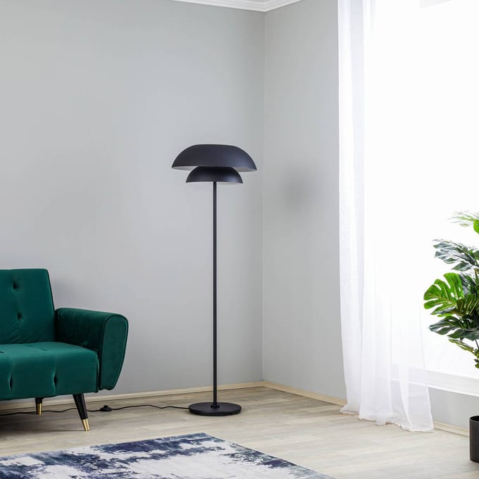 Lucande - vloerlamp - 1licht - IJzer - H: 151 cm - E27 - zwart