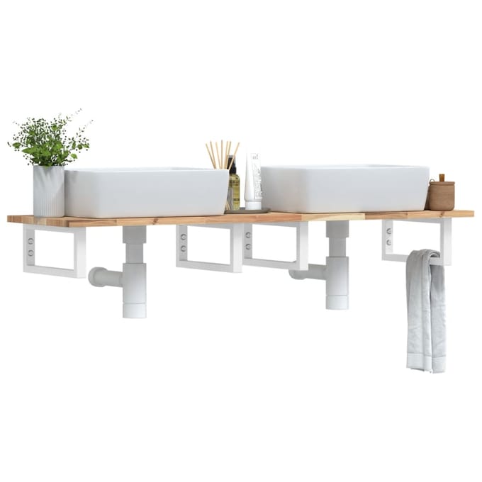 vidaXL - Badkamer - wandschap - staal - en - massief - acaciahout