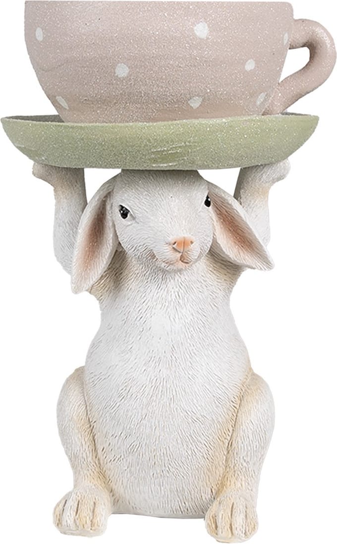 Clayre & Eef Beeld Konijn 24 cm Beige Roze Polyresin