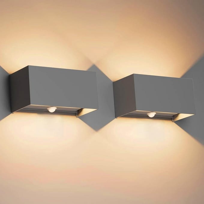 Set van 2 LED Wandlampen met Bewegingsmelder 24W 3000K Donkergrijs