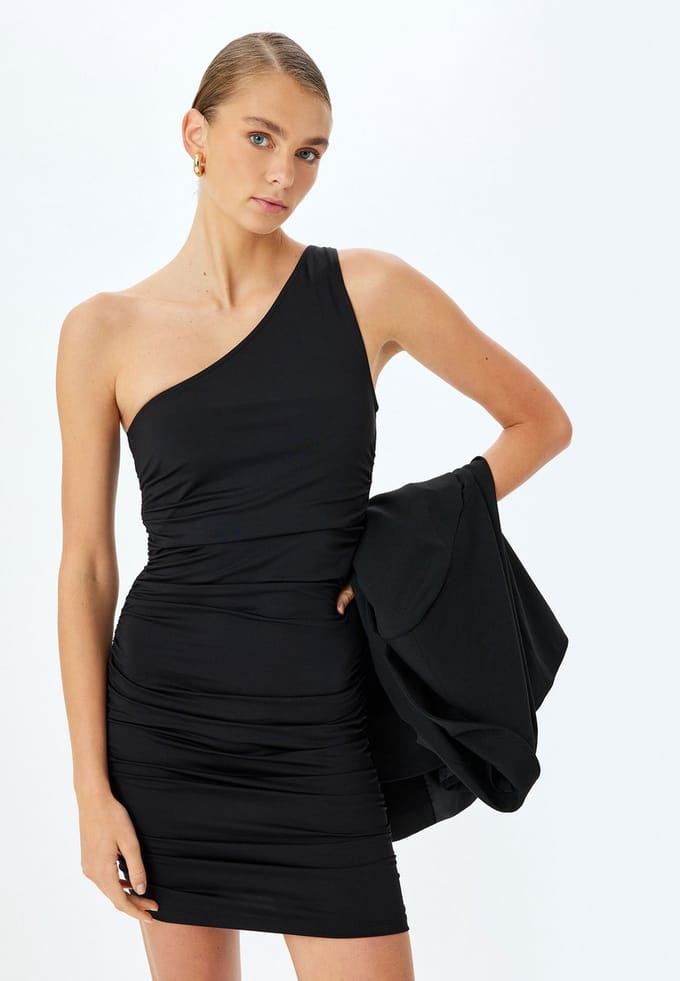 Mini-lengte Eén schouder One-Shoulder-Kleid