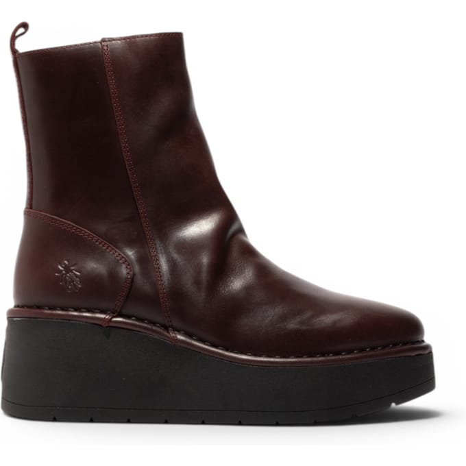 Fly London Dames Wijn Leer Wighak Platform Enkellaarzen - HEIJ272