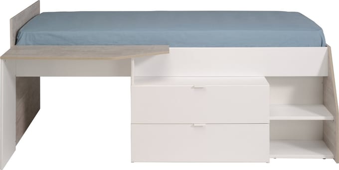 Parisot Kajuitbed Milky Wit/Grijseik met Lattenbodem 90x200