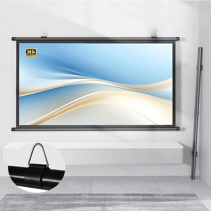 Projectiescherm Klein - Draagbaar Filmscherm - Thuisbioscoop Ervaring - Handmatig Pull-Down - 30 Inch 4:3 - Wit