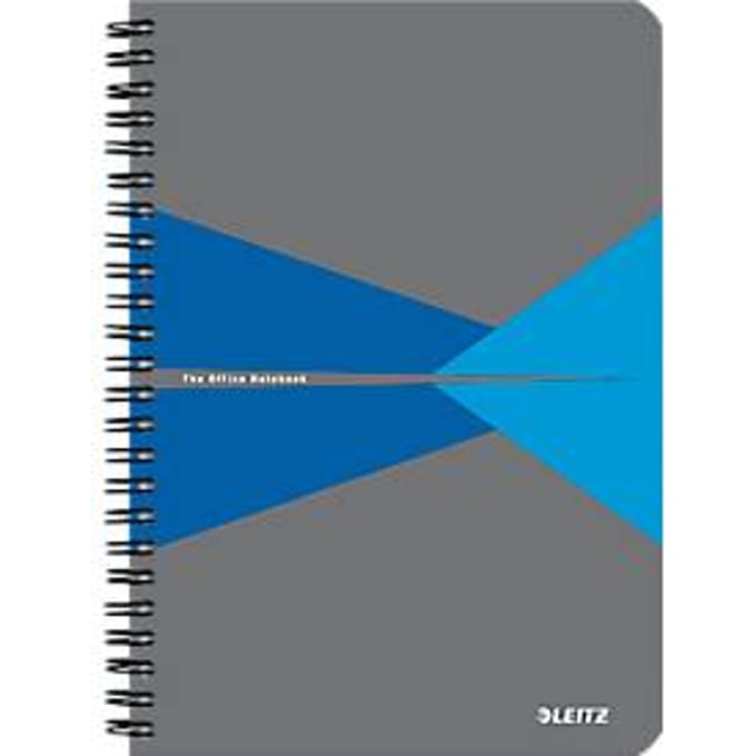Leitz Office collegeblok, A5-formaat, 90 geruite vellen, 360° openend, spiraalbinding, kartonnen omslag, FSC®-gecertificeerd, blauw