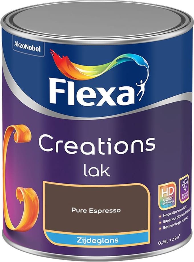 Flexa - Creations Lak Zijdeglans - Pure Espresso - Mengverf - 750 Ml