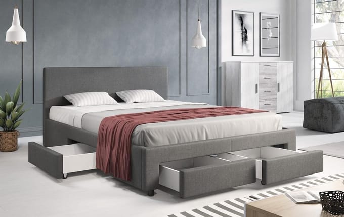 Meubella - Tweepersoonsbed Suente - Grijs - 160x200 cm