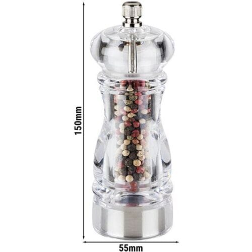 GGM Gastro (6 Stück) Pfeffermühle - CLEARGRIND - Acryl - Höhe: 150mm - Transparent