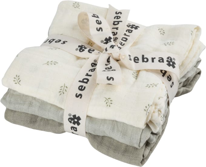 Sebra Hydrofiele Doeken Set - Sophora Leaves - Mist Green - 3 Stuks
