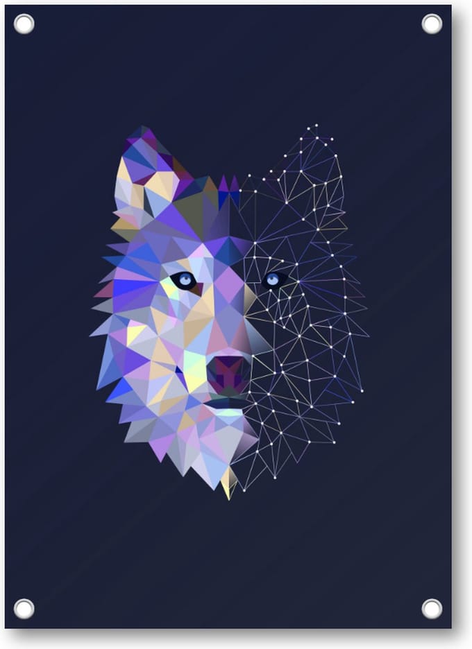 Abstracte Wolf - Tuinposter 50x70 - Wanddecoratie - Minimalist - Dieren