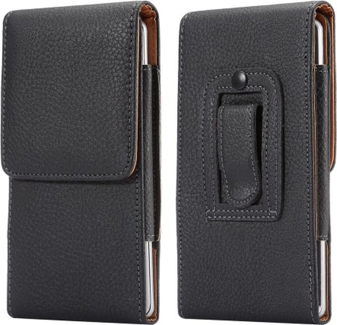 Leren flip tasje hoesje + clip broekclip iPhone 14 Plus / Iphone 14 Pro Max